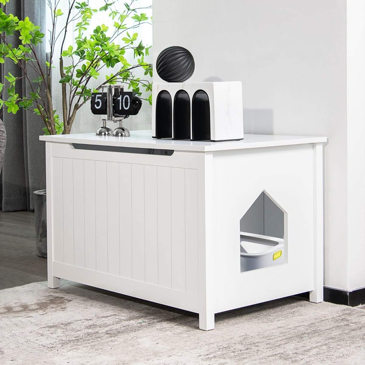 Kattlåda – Vit, furuben, justerbar avdelare | Hem & Hobby | Pryloteket