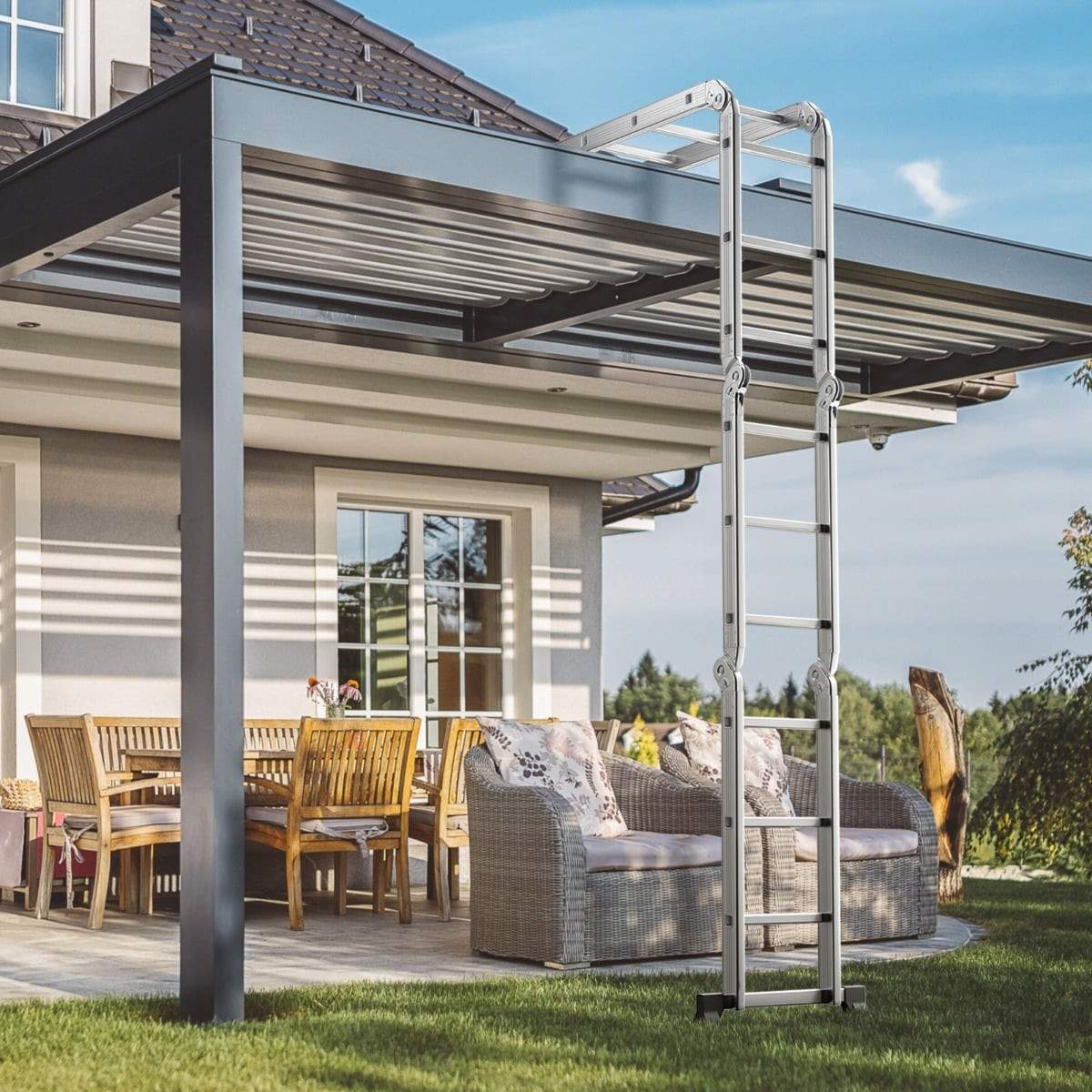 7-i-1 multifunktionsstige i aluminium, 150 kg kapacitet