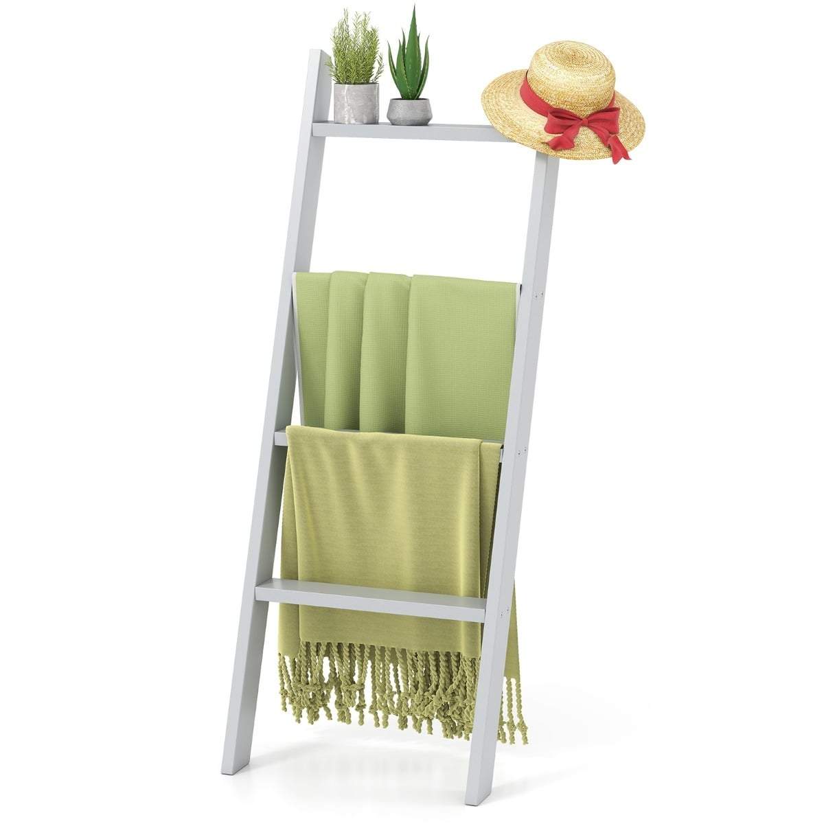 Træstige med 4 niveauer – grå, 80 kg kapacitet