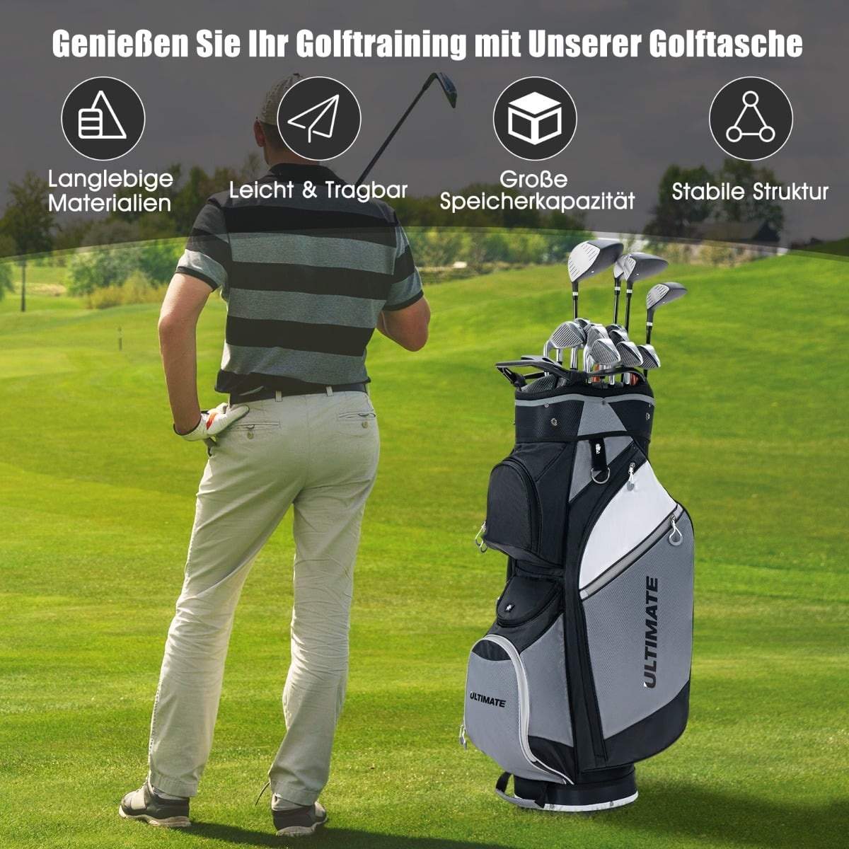 Golfbag med 14 avdelare och vattentät värdesaksficka | Hem & Hobby | Pryloteket