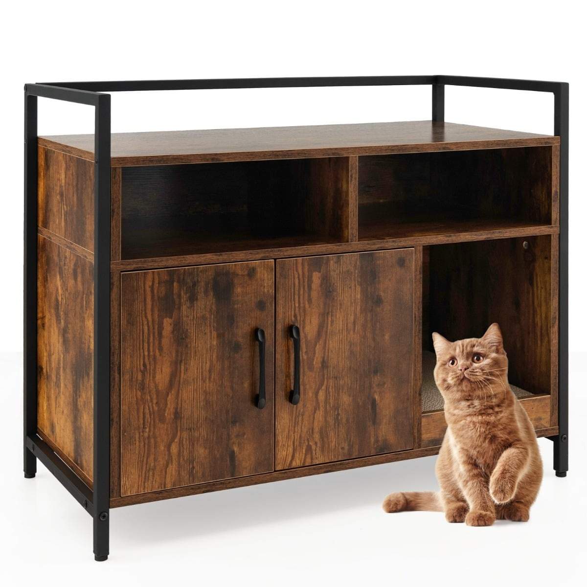 Kattsandskåp med ventilation och klösplatta, kaffe | Hem & Hobby | Pryloteket