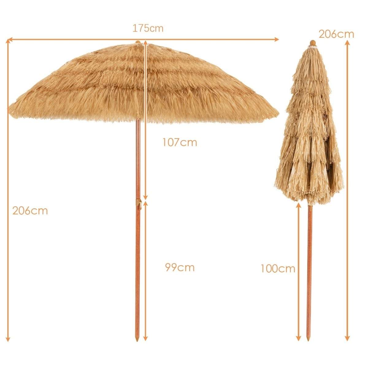 Strandparasoll 175 cm – Justerbar lutning, Robust ram | Hem & Hobby | Pryloteket
