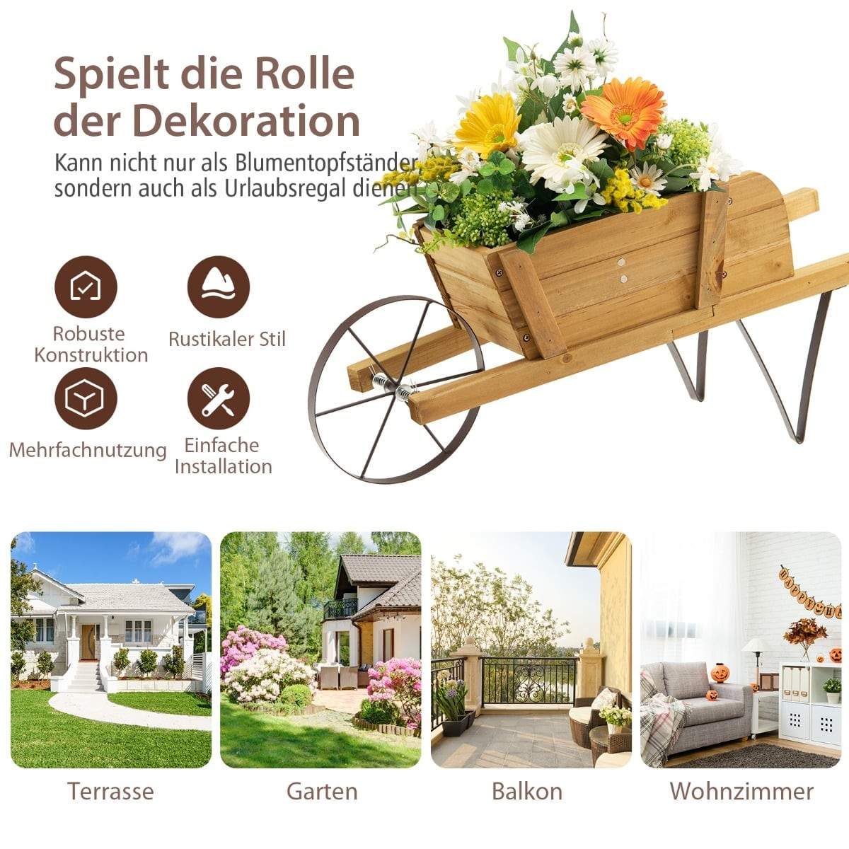 Træblomstervogn – Indendørs/Udendørs plantekasse med magneter