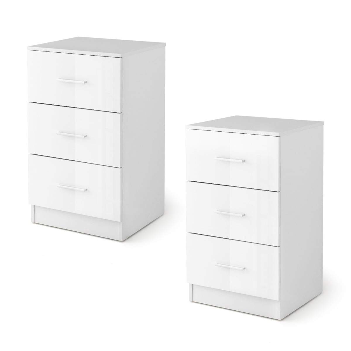 Vitt nattduksbordsset – 3 lådor, platsbesparande design | Hem & Hobby | Pryloteket