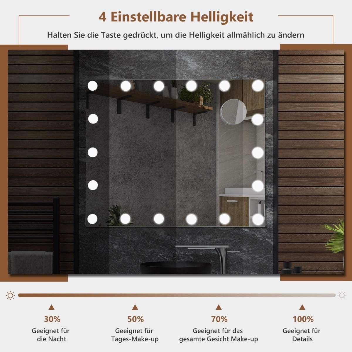 Hollywood sminkspegel med lampor – 18 LED-lampor, 3 lägen | Hem & Hobby | Pryloteket