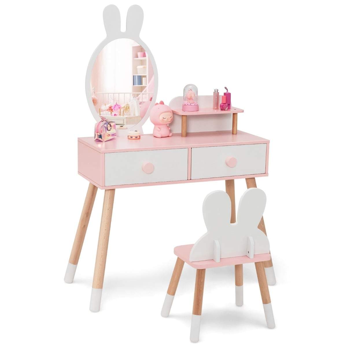 Barnmöbelset med kanindesign – Träben, säker spegel | Hem & Hobby | Pryloteket