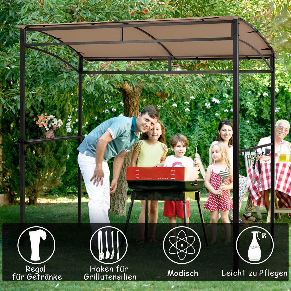 Väderbeständig grillpaviljong – metallram, hyllplan och krokar | Hem & Hobby | Pryloteket