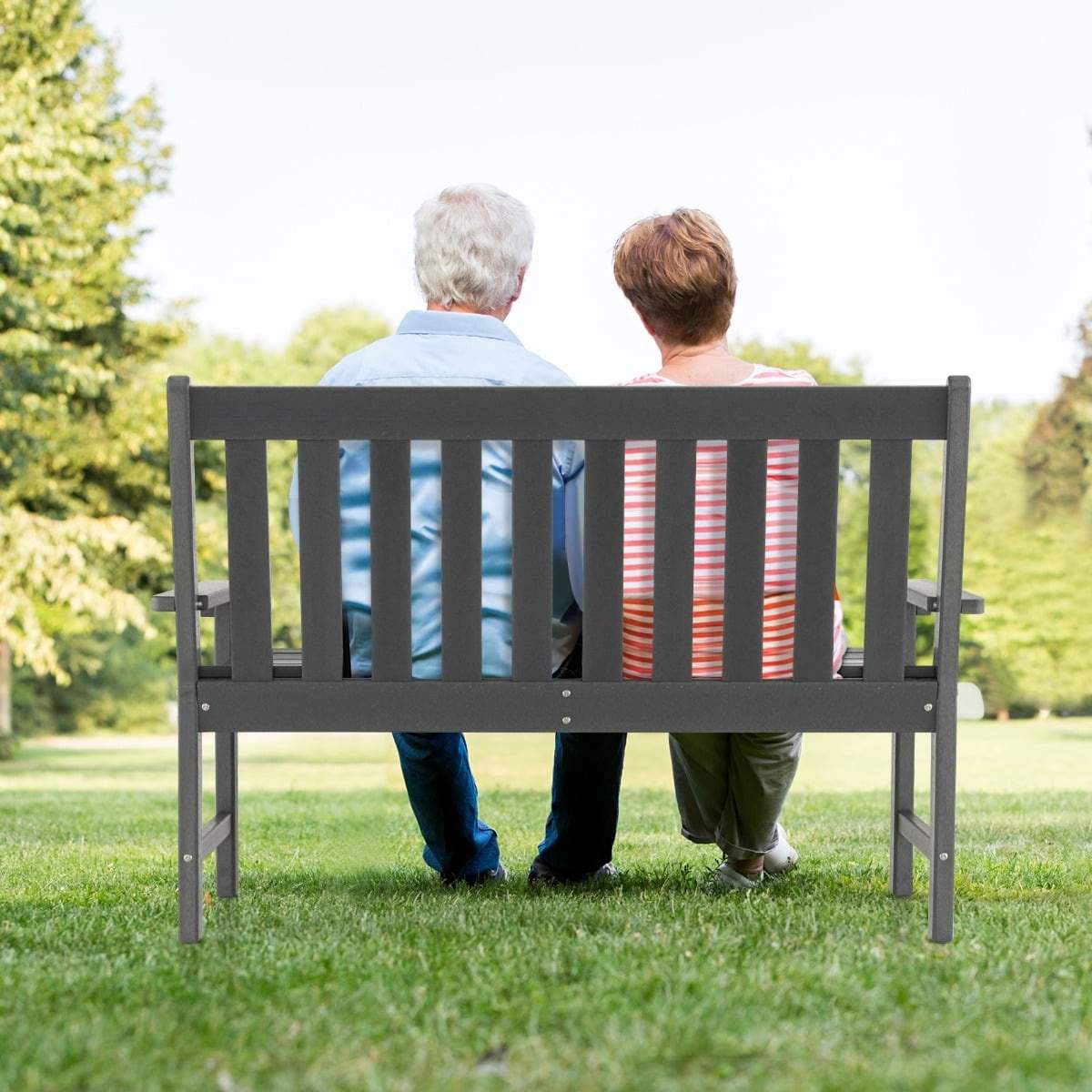 Udendørs HDPE havebænk, vejrbestandig, 132 cm, grå