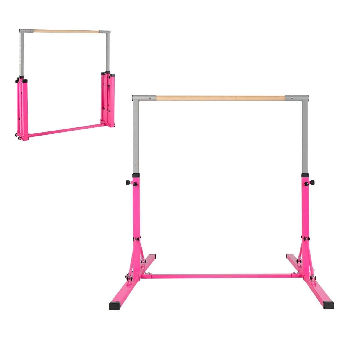 Sammenklappelig gymnastikstang til børn – justerbar, skridsikker, lyserød