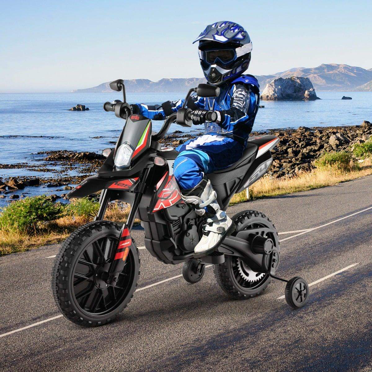 12V Børne Elmotorcykel med Støttehjul – Rød