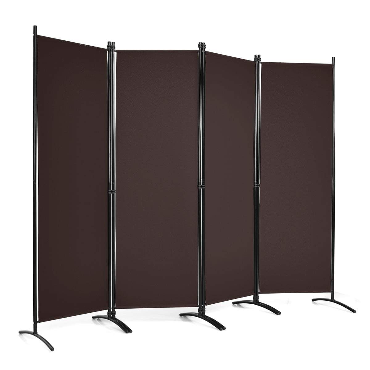 4-panelers rumsavdelare, 173 cm, brun, med stålram | Hem & Hobby | Pryloteket