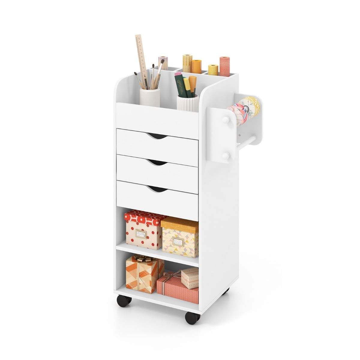 Hobbyvagn med 3 lådor och förvaring för presentpapper | Hem & Hobby | Pryloteket