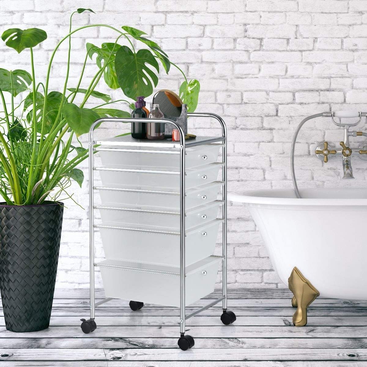 Förvaringsvagn med 6 stapelbara lådor och metallram | Hem & Hobby | Pryloteket