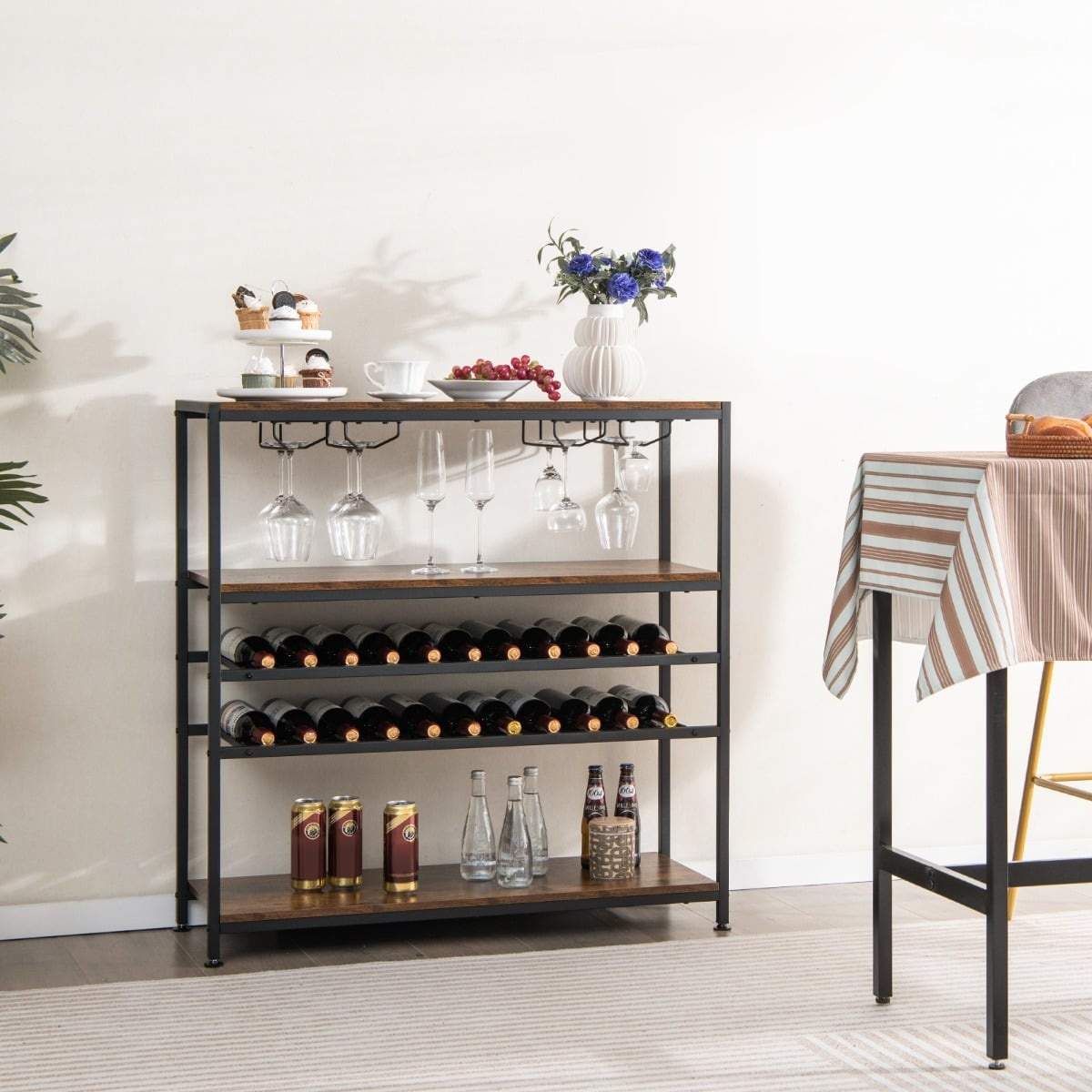 Fristående vinställ med glashållare – Rustikt brunt | Hem & Hobby | Pryloteket