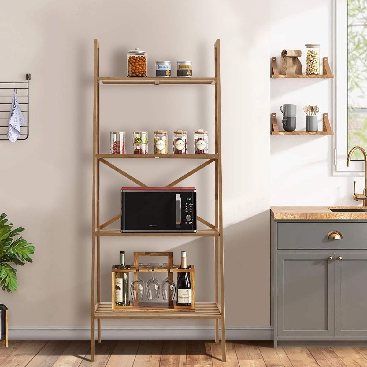 Bambu steghylla – 4 våningar, tippsäker, 60x35,5x148 cm | Hem & Hobby | Pryloteket