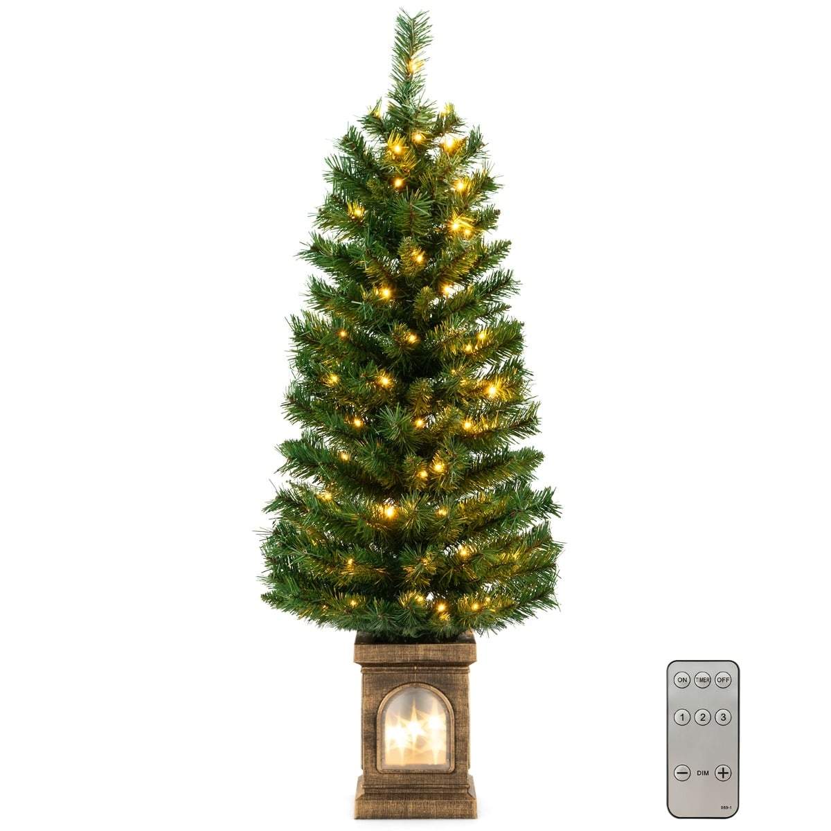 120 cm kunstigt juletræ med timer og forbelysning