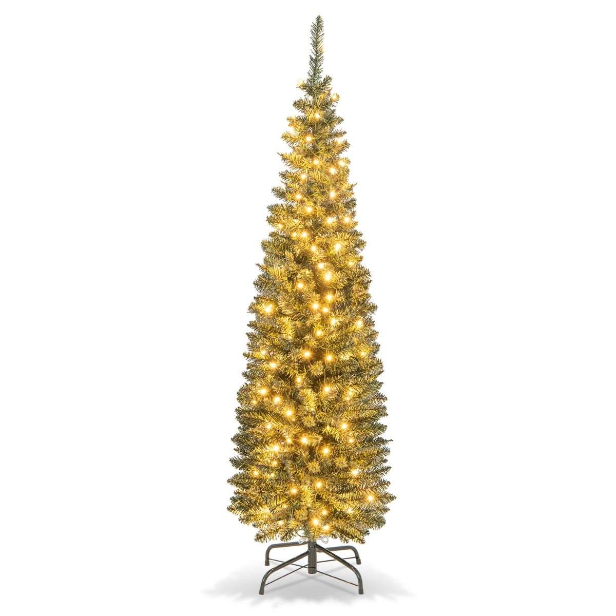 150 cm kunstigt juletræ, præbelyst, slankt design