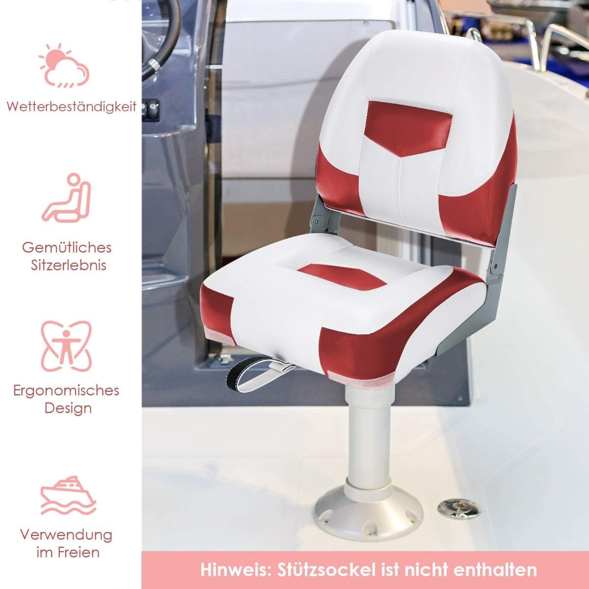 Hopfällbara båtstolar, rödvita, skumstoppade, väderbeständiga | Hem & Hobby | Pryloteket