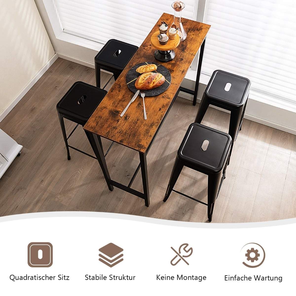 Stapelbara barstolar i metall, 76 cm, set om 4 – svart | Hem & Hobby | Pryloteket