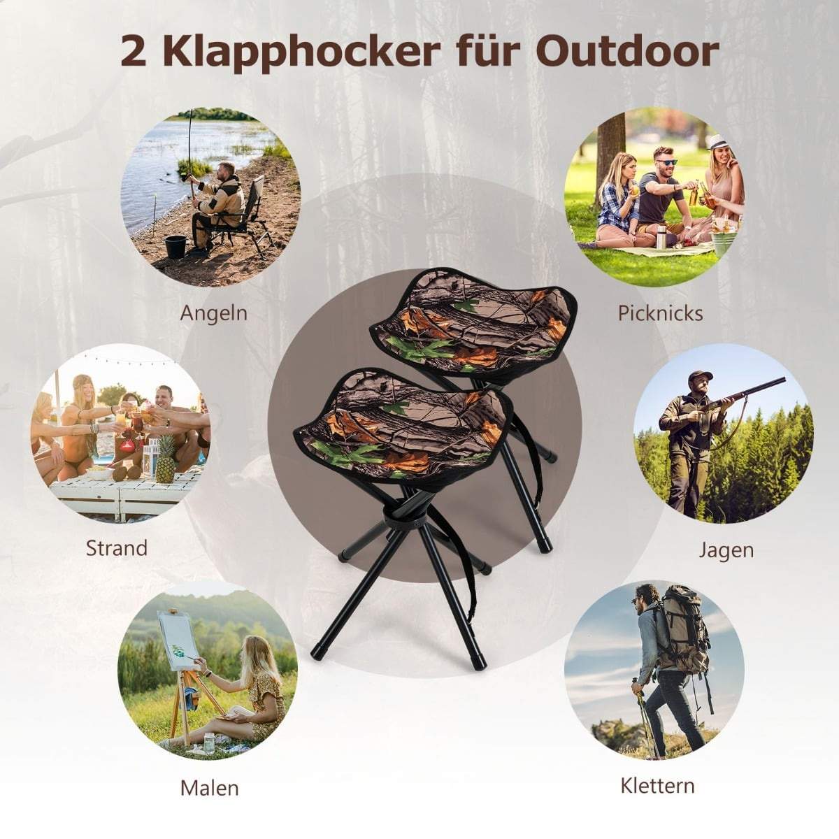 Hopfällbar jaktpall 2-pack – Lätt, bärbar, kamouflage | Hem & Hobby | Pryloteket