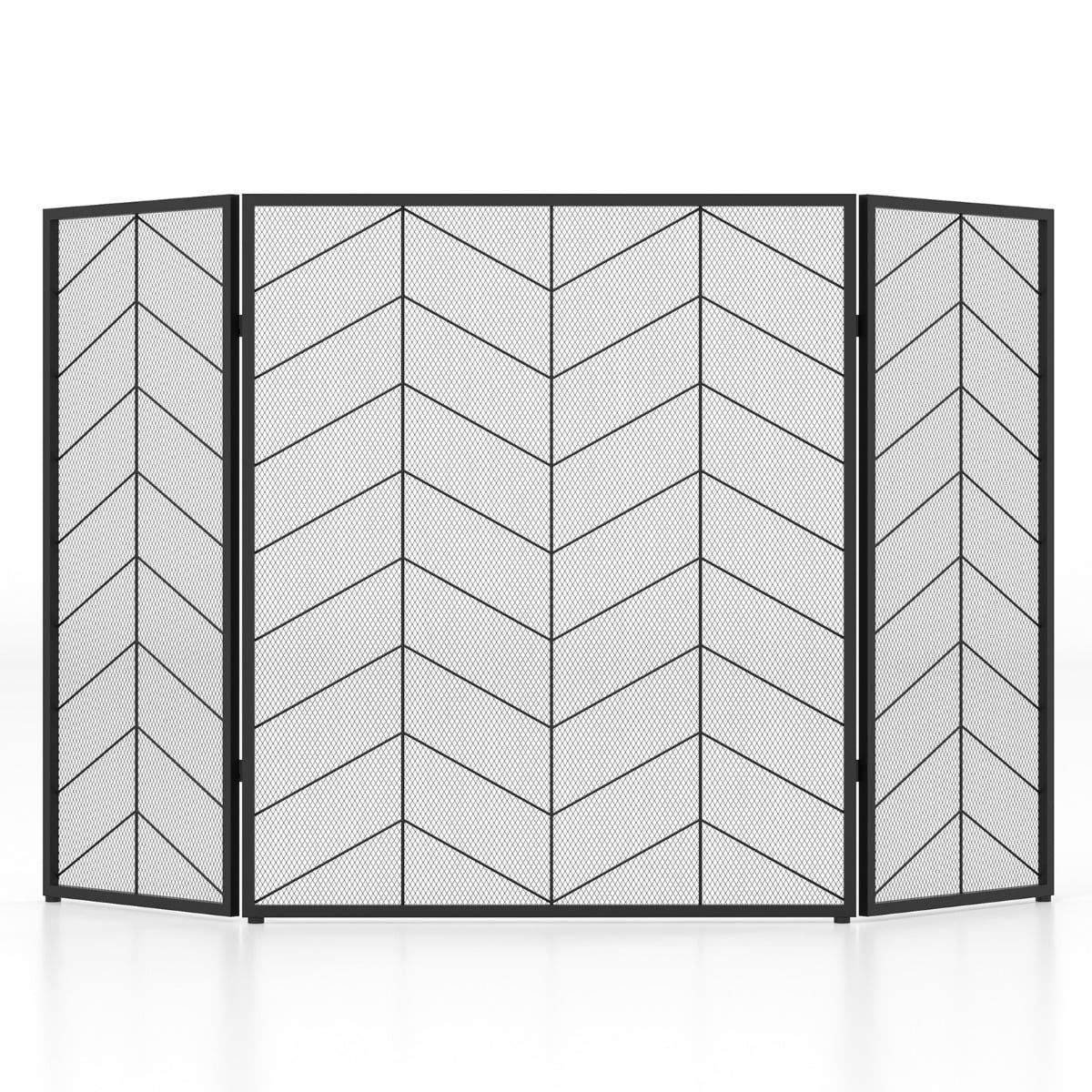 Pejseskærm – Sammenklappelig, Metal, Sildebensdesign