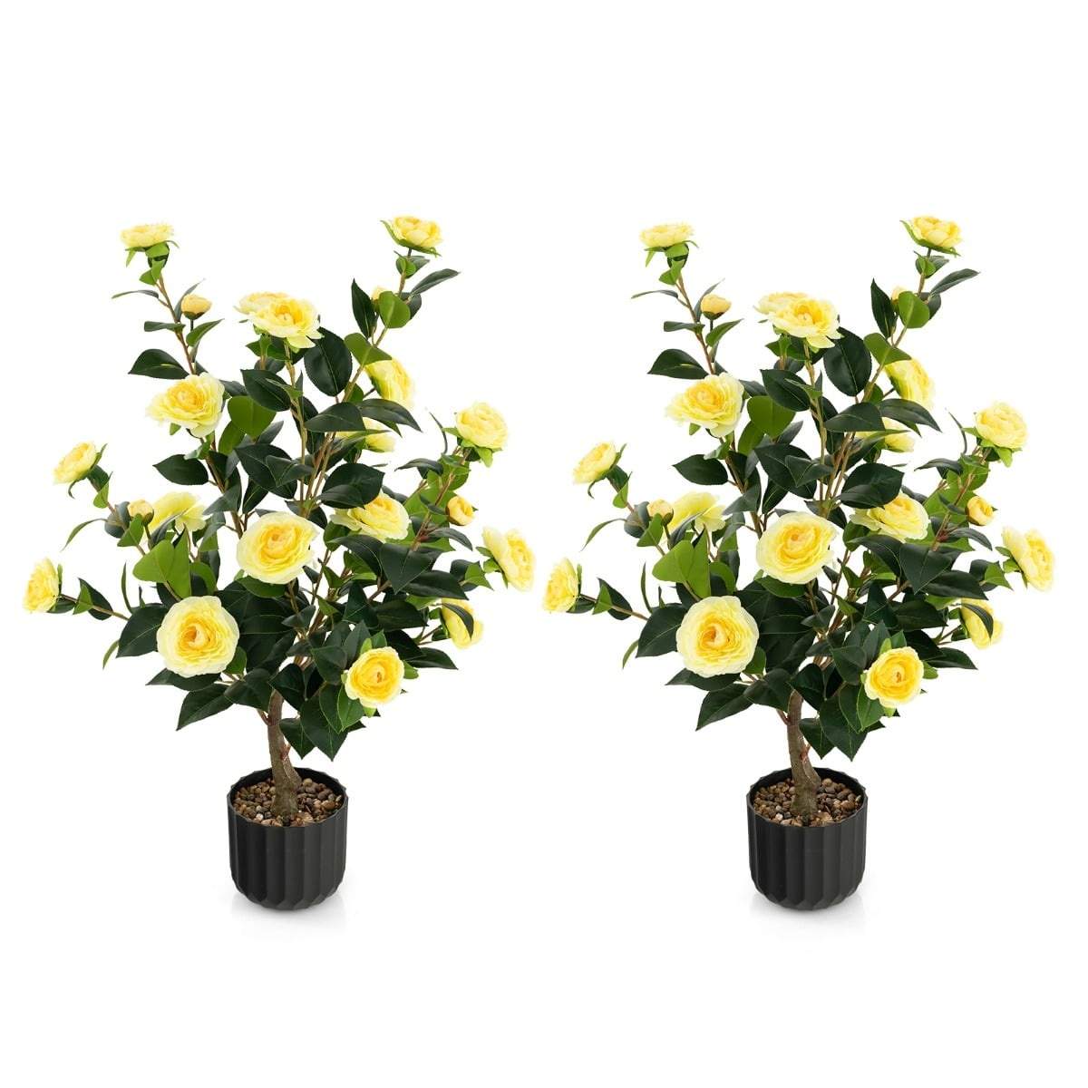 Kunstig kameliatræ – 95 cm, silkeblomster, ingen vedligeholdelse