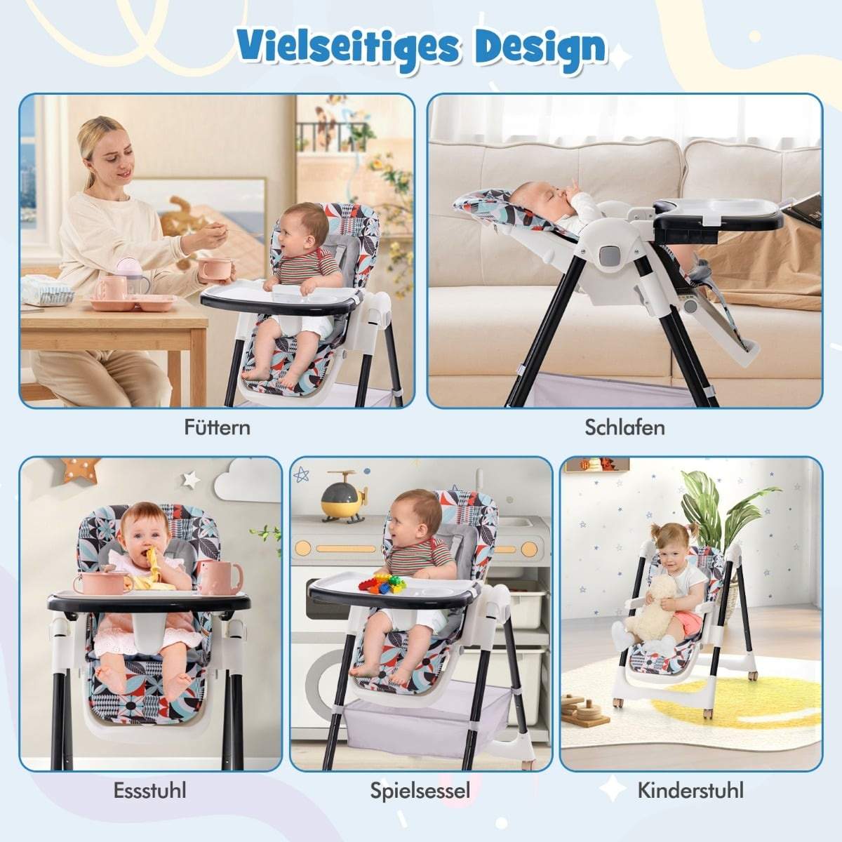 Hopfällbar barnstol – Liggande, justerbar bricka | Hem & Hobby | Pryloteket