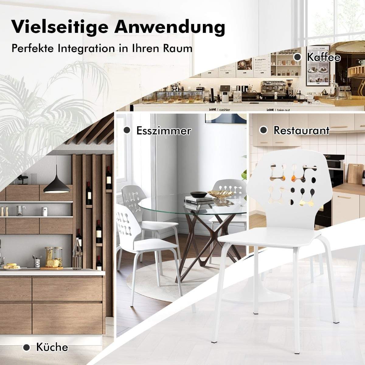 Metallmatstolar, set om 4 – Ergonomiska, slitstarka, vita | Hem & Hobby | Pryloteket