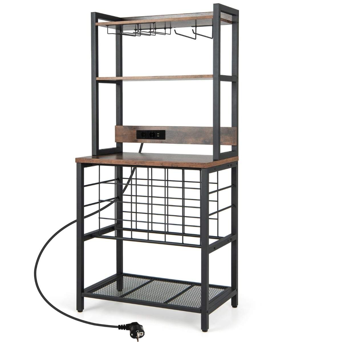 Industriellt vinställ med glashållare och laddningsstation | Hem & Hobby | Pryloteket