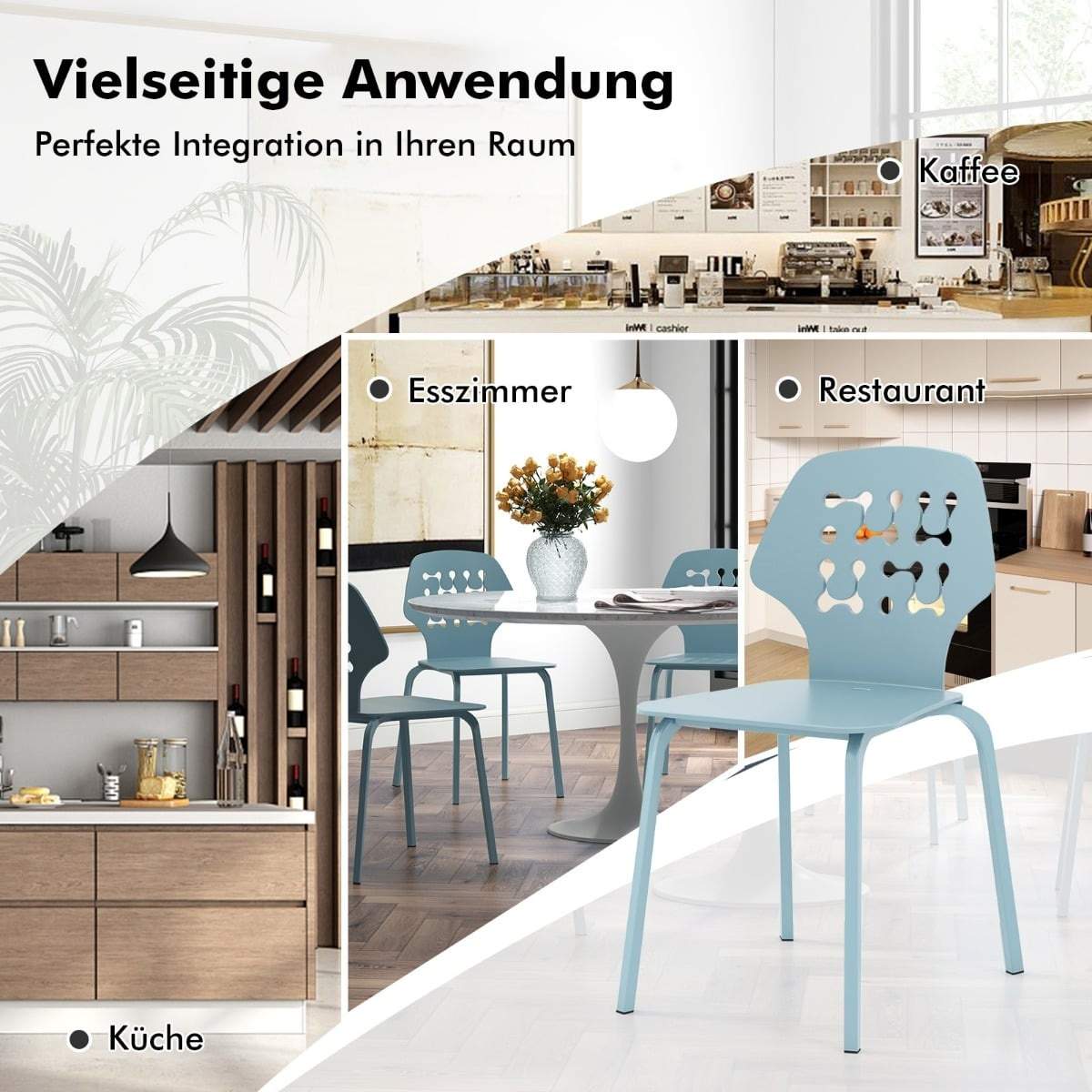 Metallmatstolar i set om 4 – Blå, ergonomiska och hållbara | Hem & Hobby | Pryloteket