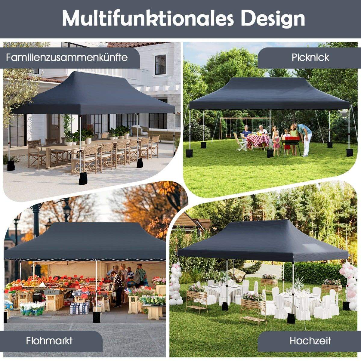 Pop-up-telt med baldakin, 300x600 cm, justerbar højde