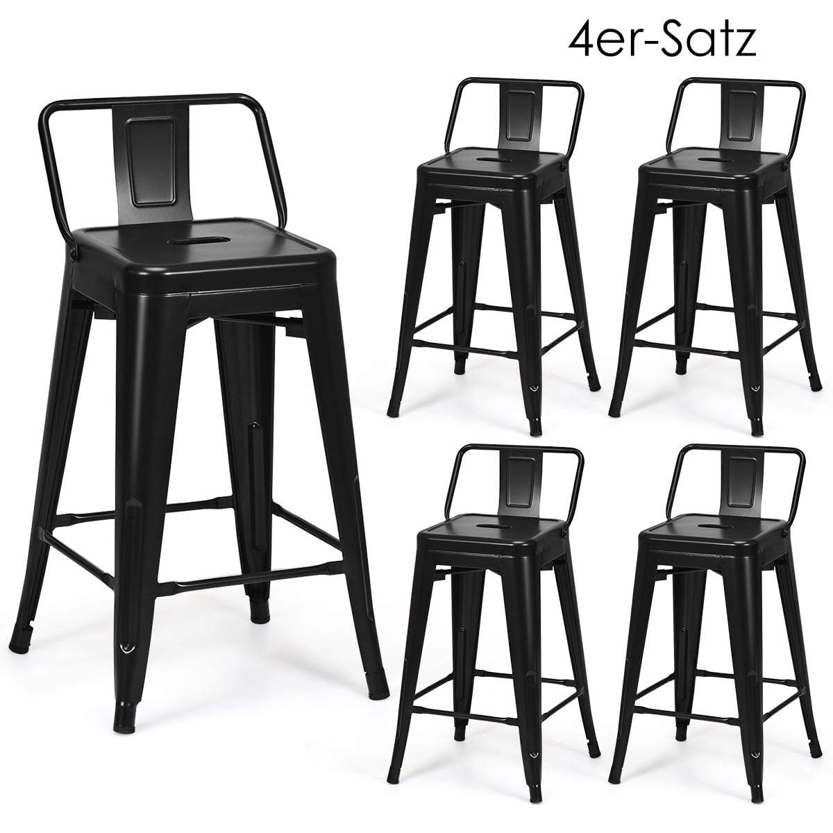 Metallbarstolar, set om 4 – Stapelbara, ergonomiska, 62 cm sits | Hem & Hobby | Pryloteket