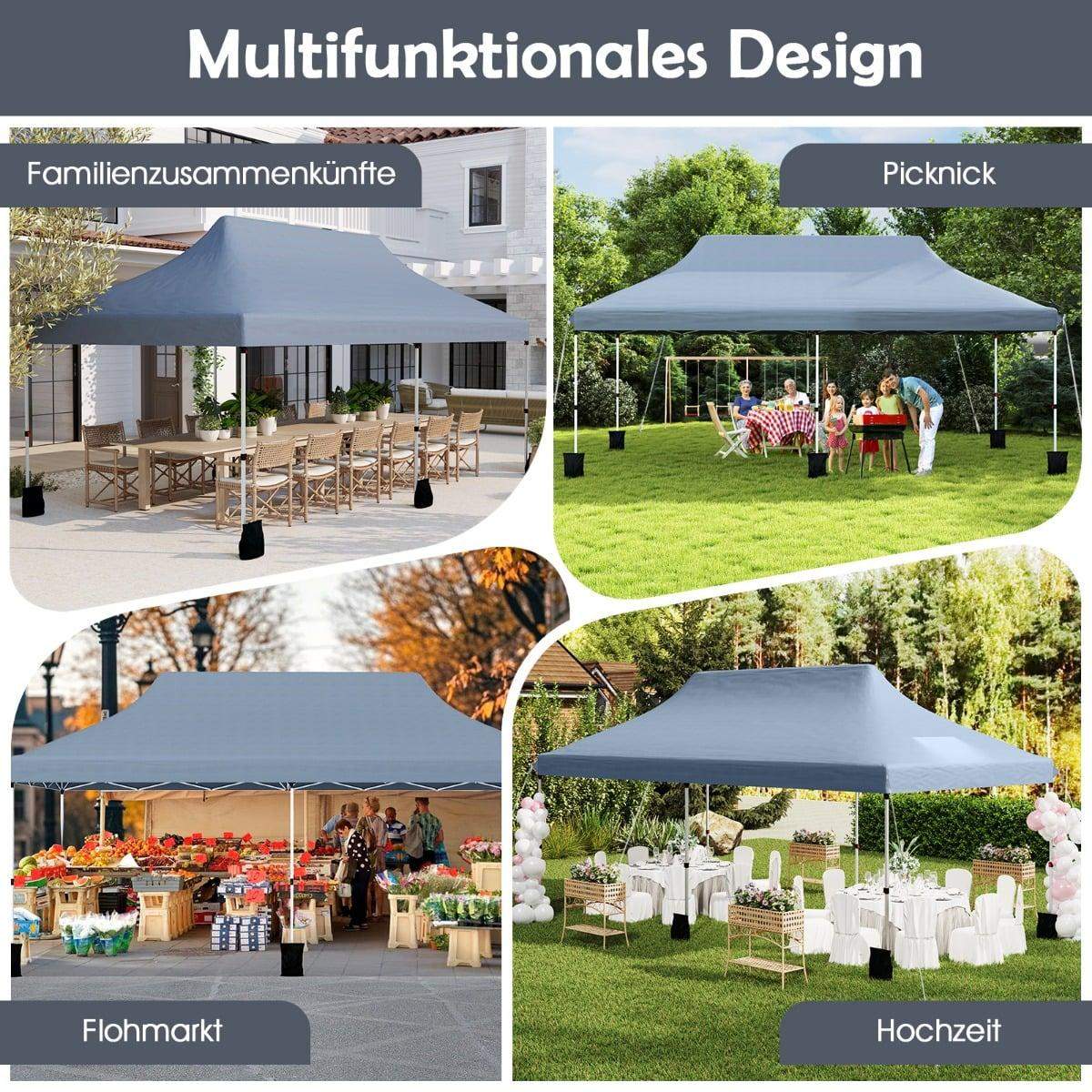 Pop-up-telt med baldakin 300x600 cm – justerbar højde, UV-beskyttelse