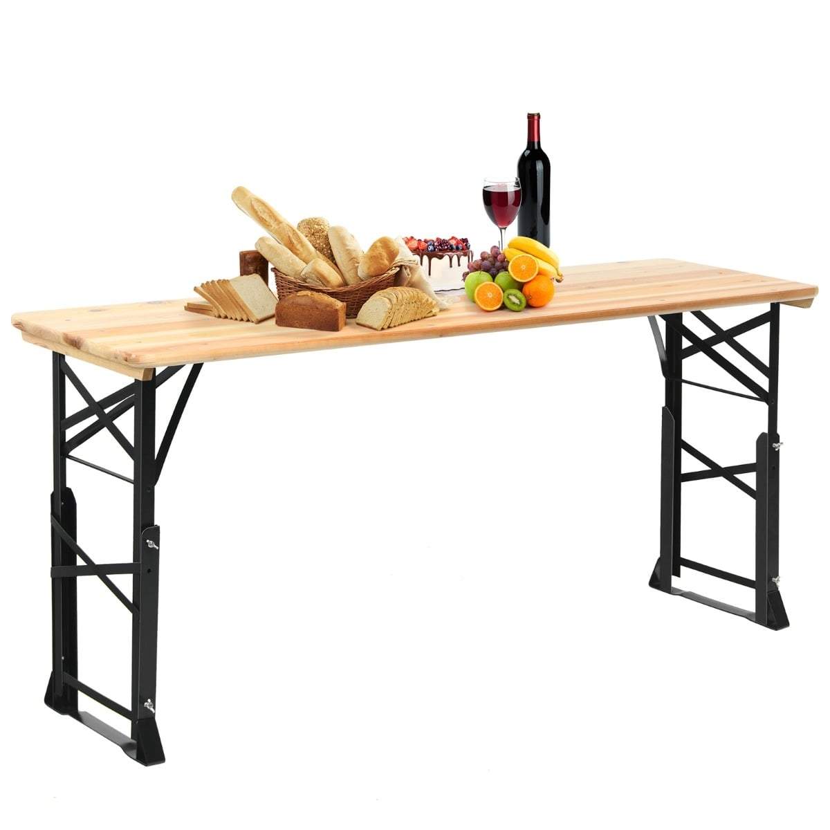 Justerbart, foldbart picnicbord med paraplyhul – 168,5 cm