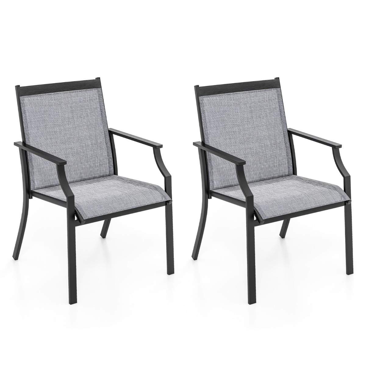 Havestolesæt – Åndbart stof, metalstel, grå