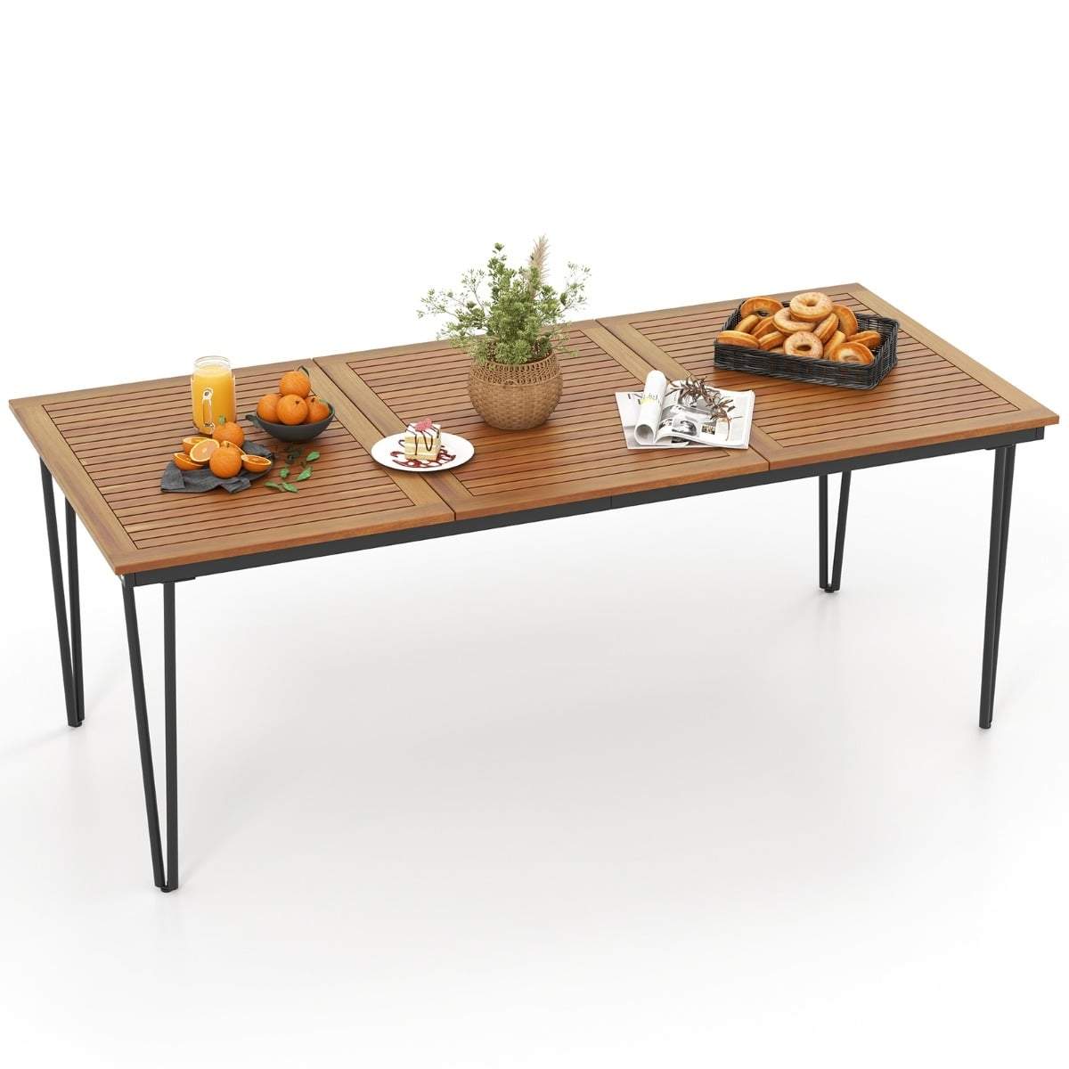 Utomhusmatbord med parasollhål – akaciaträ, plats för 8 | Hem & Hobby | Pryloteket