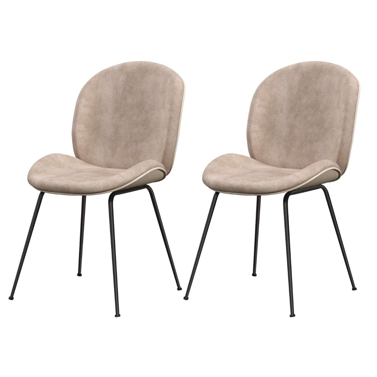 Spisestolesæt med 2 – Fløjl, Ergonomisk, Metalstel