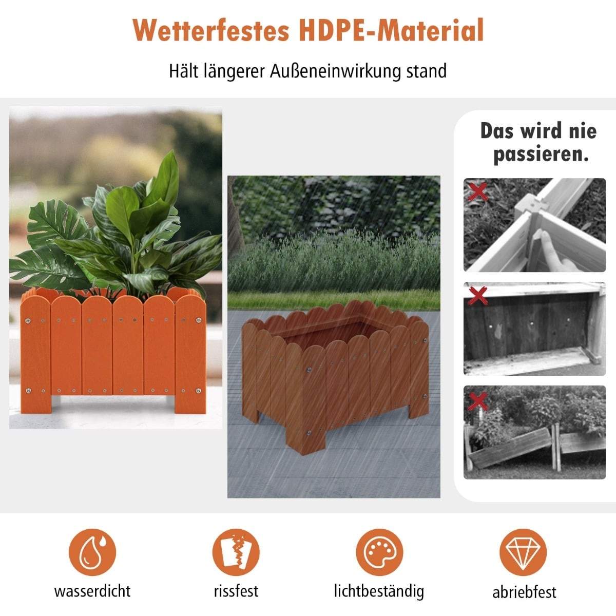 Vejrbestandigt HDPE plantesæt – Orange, 45x32x30 cm