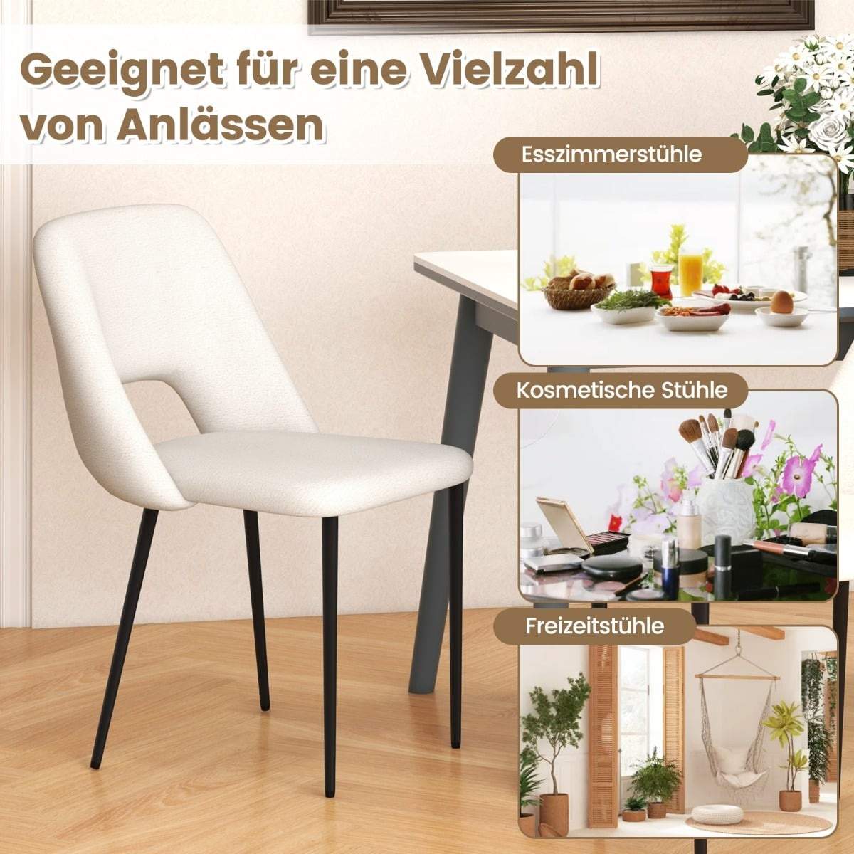 Beige sammetsmatstolar, set om 2 – Ergonomiska och robusta | Hem & Hobby | Pryloteket