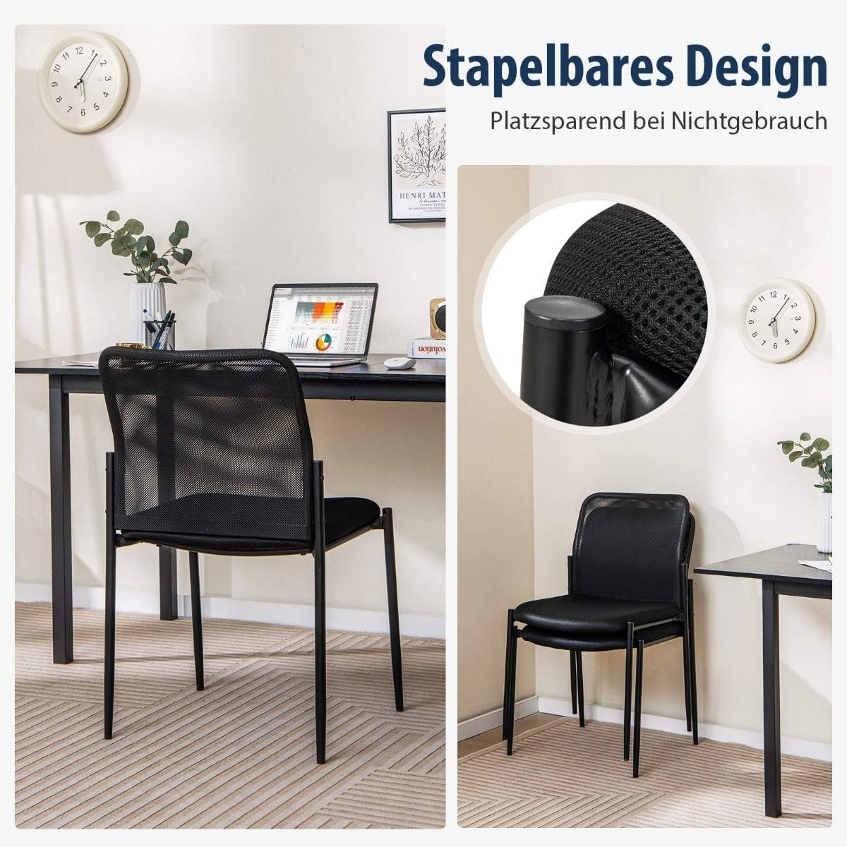Stapelbara konferensstolar, set om 2 – Ergonomiskt nät, svart | Hem & Hobby | Pryloteket