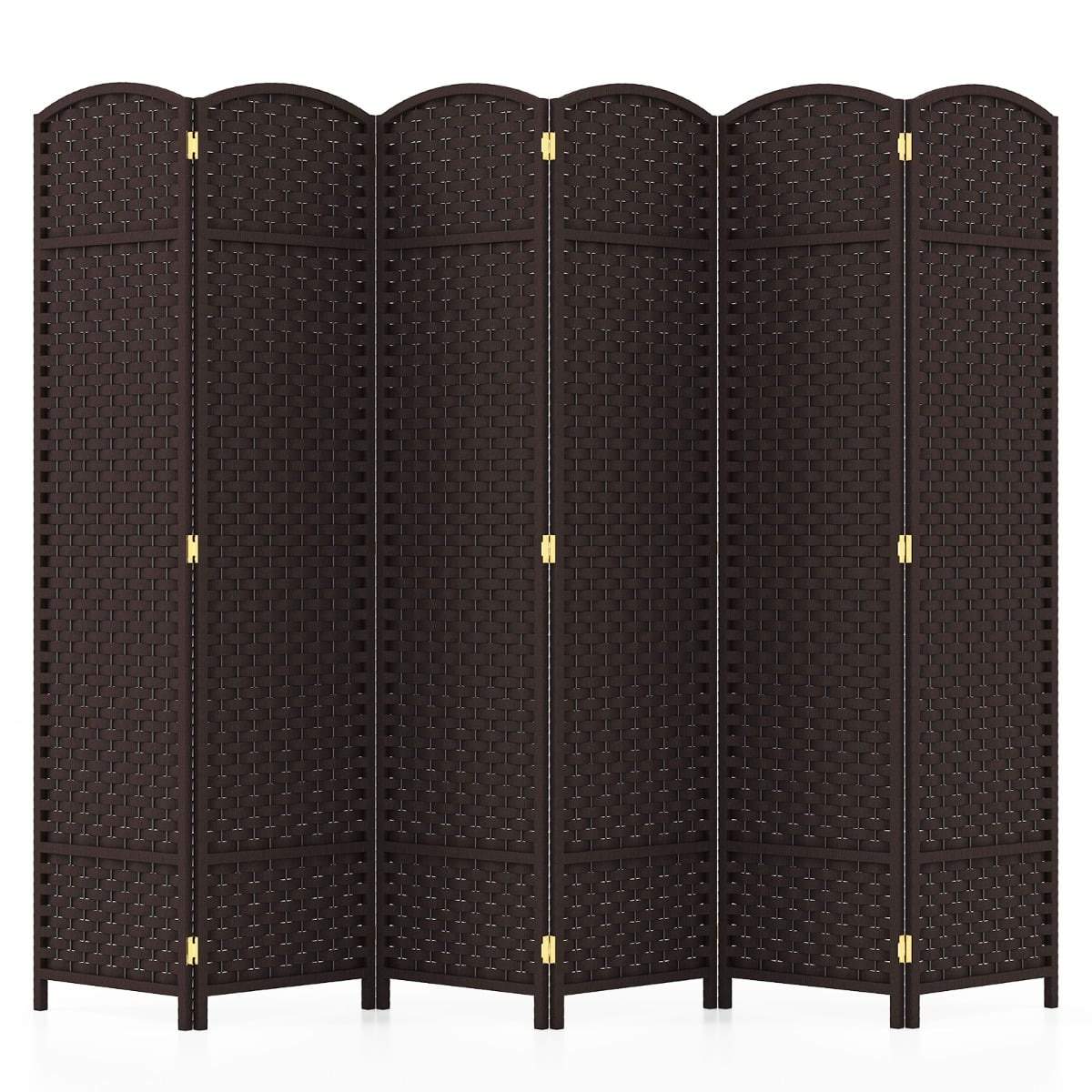 Håndvævet rumdeler – 6 paneler, massiv træramme, 240x170 cm