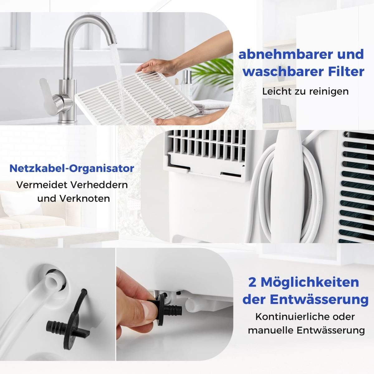 Bærbar 12000 BTU klimaanlæg – 4-i-1, Wi-Fi, Stille