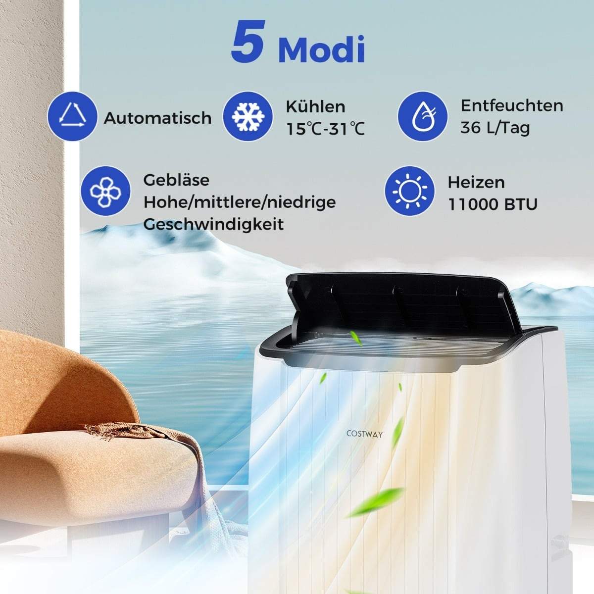 Bärbar 14000 BTU luftkonditionering – Värmer och kyler, WiFi-aktiverad | Hem & Hobby | Pryloteket