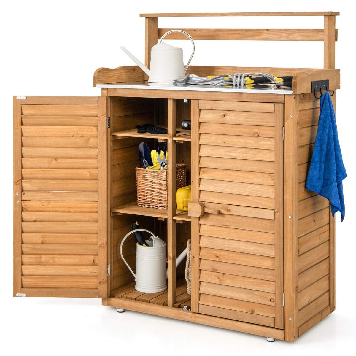 Träbänk för utomhusbruk med förvaringshyllor | Hem & Hobby | Pryloteket
