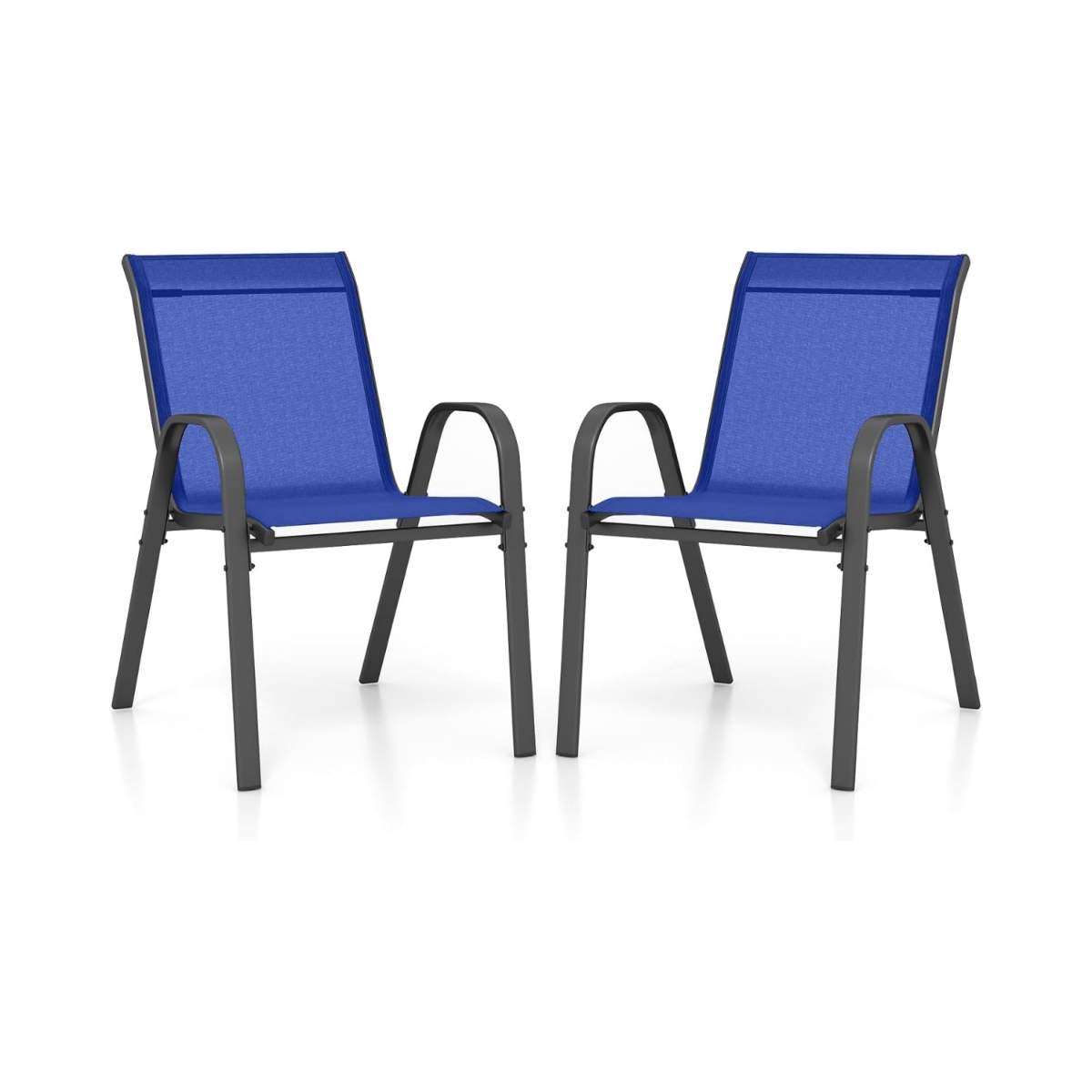 Stabelbare udendørs stolesæt – Blå, Textilene & Metal