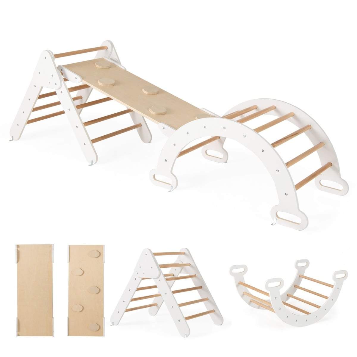 Klättertriangelset i trä med rutschkana och vändbar ramp | Hem & Hobby | Pryloteket