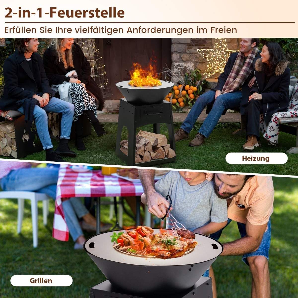 Metalleldstad med grill – 2-i-1 Uppvärmning och matlagning | Hem & Hobby | Pryloteket
