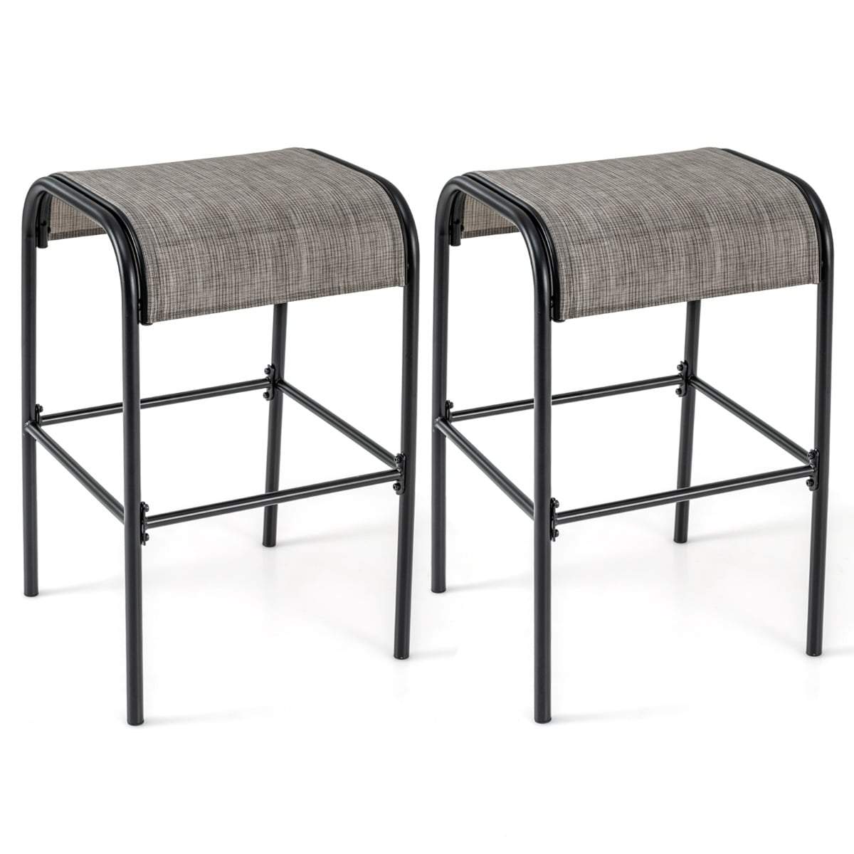 Udendørs barstolsæt – metalstel, ergonomisk stofsæde