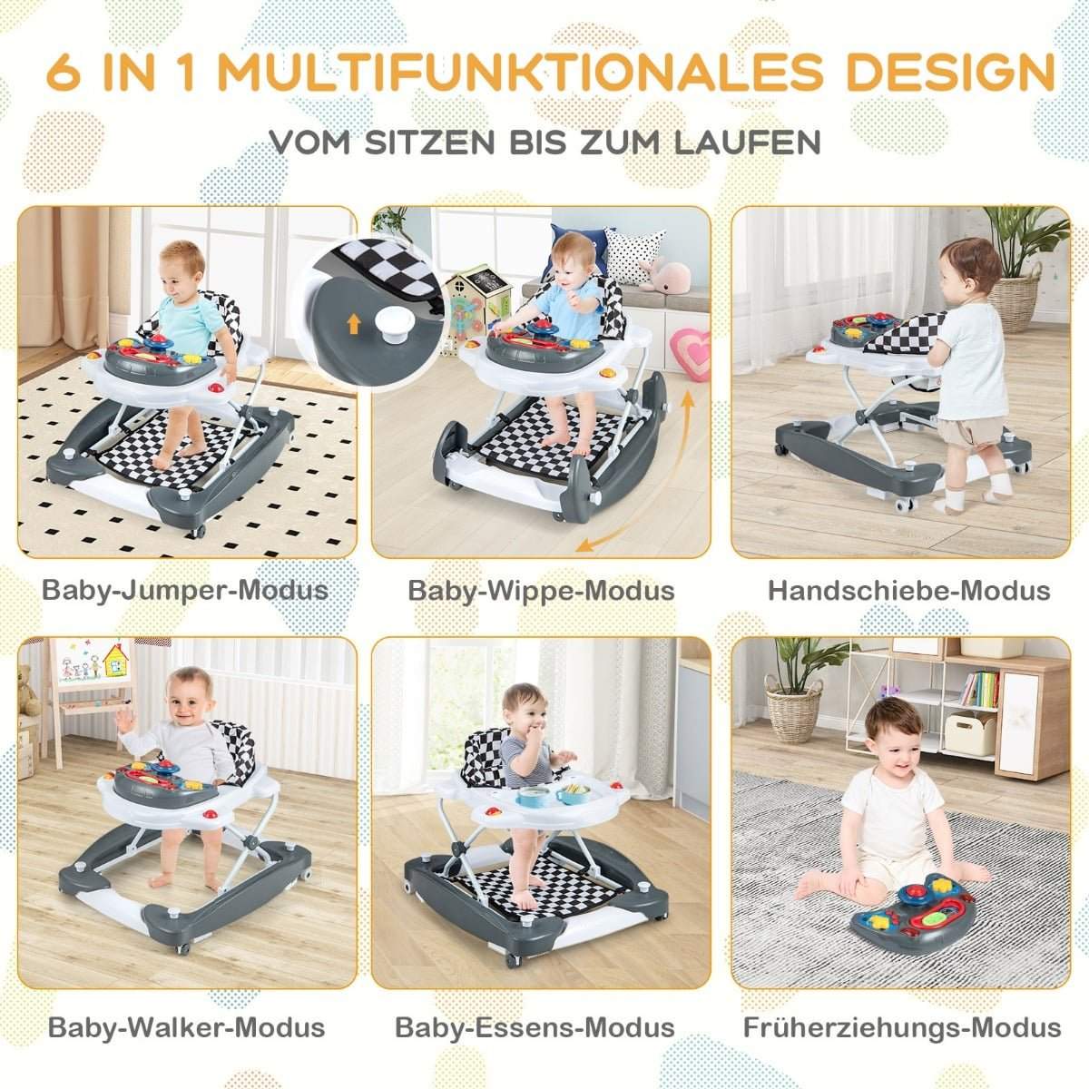 6-i-1 gåstol med avtagbar lekplatta och justerbar höjd | Hem & Hobby | Pryloteket