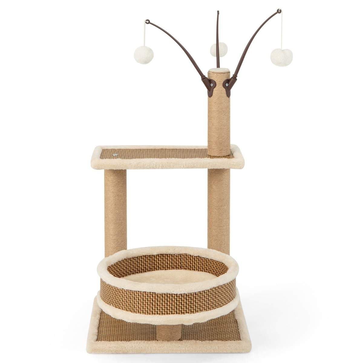 Klösträd med rottingmatta, leksaker och mysig säng – 80 cm | Hem & Hobby | Pryloteket